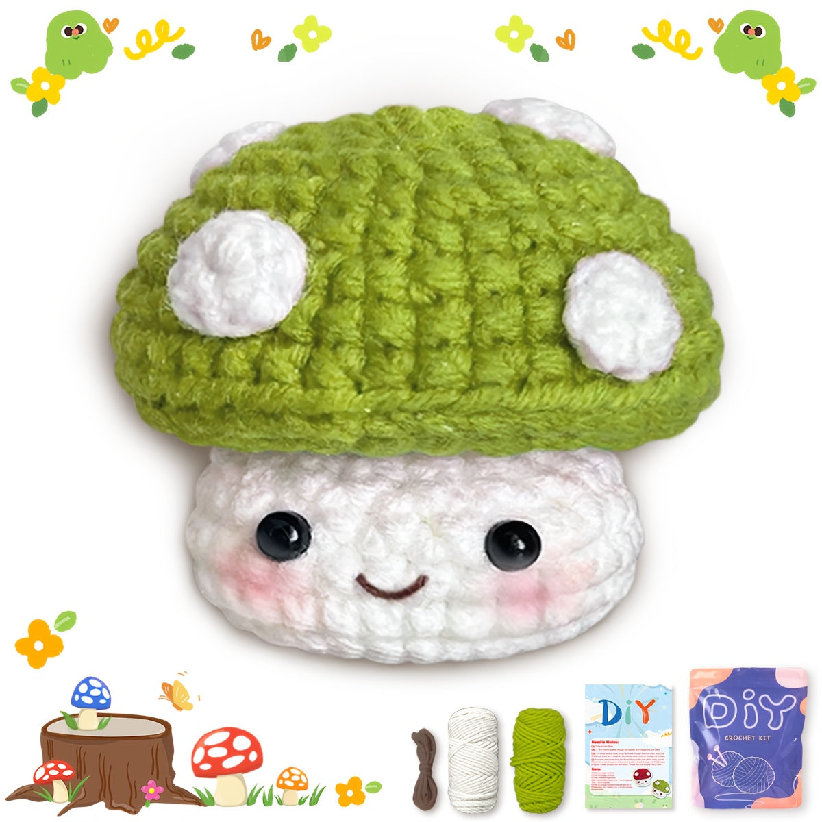 1/2pcs Small Mushroom Crochet Kit