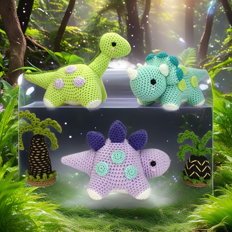 3-Pack Dinosaur Family Crochet Kit