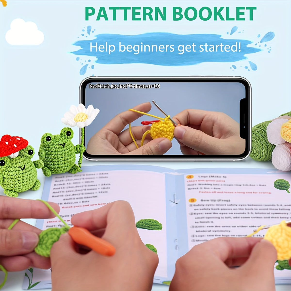 Frog Amigurumi Crochet Kit for Beginners