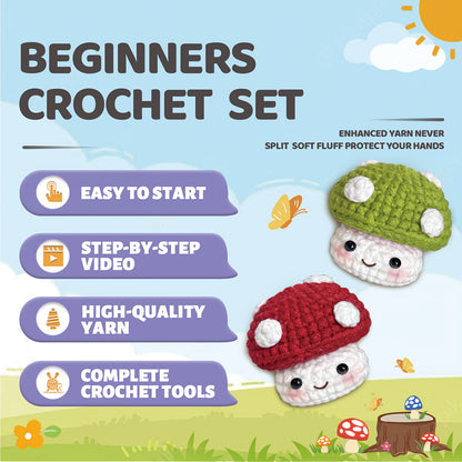 1/2pcs Small Mushroom Crochet Kit